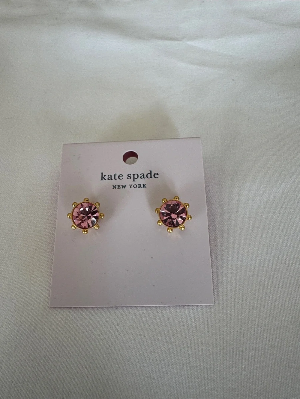 kate spade Pink Crystal Gold Accent Stud Earrings